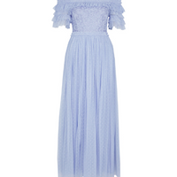 Midsummer Floral-Embroidered Tulle Gown