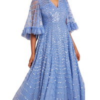 Shimmer Wave Sequin-Embellished Tulle Gown