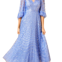 Shimmer Wave Sequin-Embellished Tulle Gown