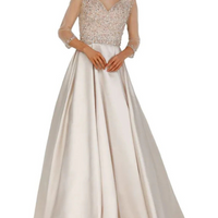 Prom Embellished Satin Ball Gown Champagne