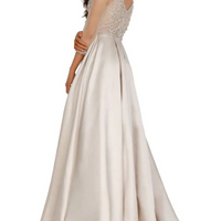 Prom Embellished Satin Ball Gown Champagne