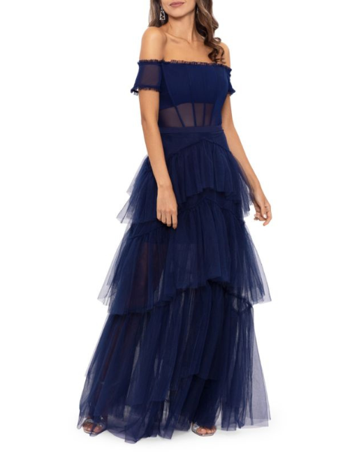 Off Shoulder Tiered Ball Gown