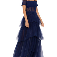 Off Shoulder Tiered Ball Gown