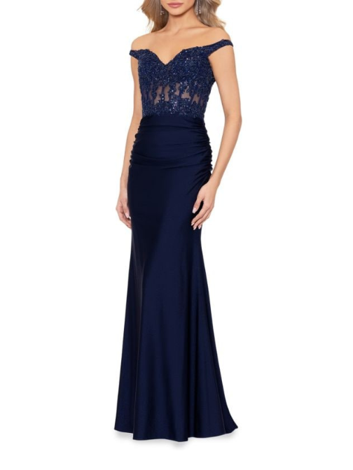 Off Shoulder Satin Gown