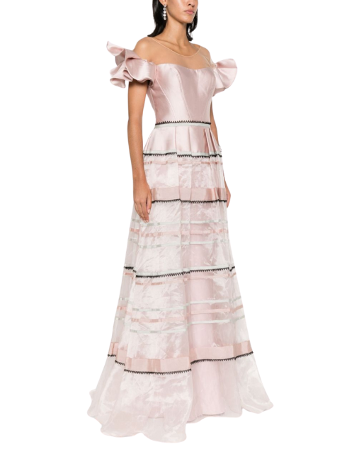 Off Shoulder Satin Maxi Dress