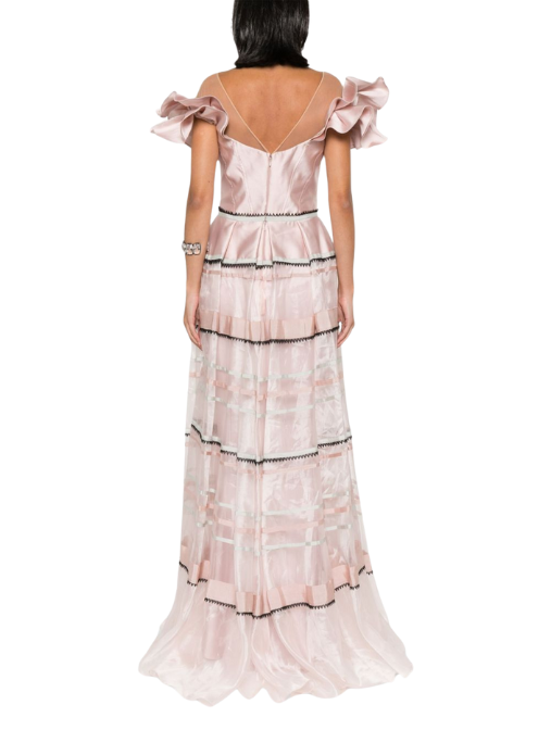 Off Shoulder Satin Maxi Dress