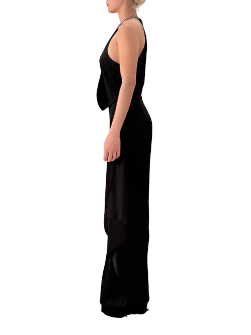 Crystal Trim Detailed Halter Neck Jumpsuit