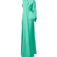 Draped Light Satin One-Sleeve Long Dress