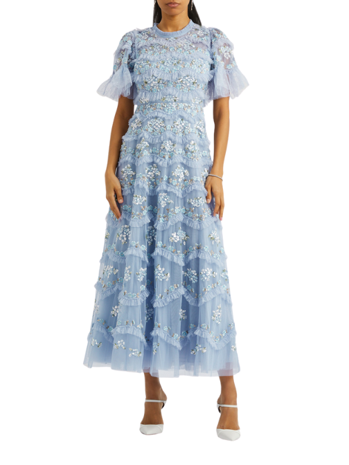 Daisy Wave Floral-Embroidered Tulle Dress