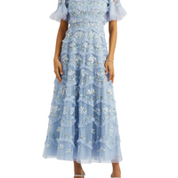 Daisy Wave Floral-Embroidered Tulle Dress