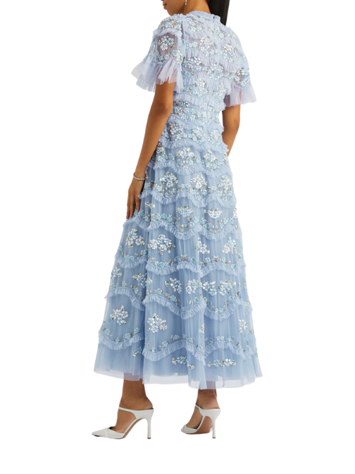 Daisy Wave Floral-Embroidered Tulle Dress