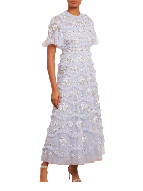Daisy Wave Floral-Embroidered Tulle Dress