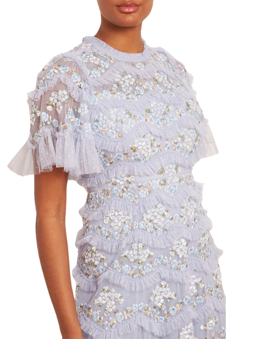 Daisy Wave Floral-Embroidered Tulle Dress