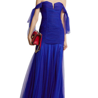 Good Vibes Off Shoulder Gown Blue