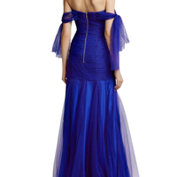Good Vibes Off Shoulder Gown Blue