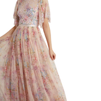 Floral Diamond Bodice Maxi Dress Pink