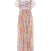 Floral Diamond Bodice Maxi Dress Pink