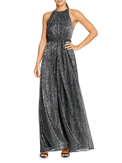 Metalic Jersey Gown Silver