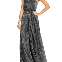 Metalic Jersey Gown Silver