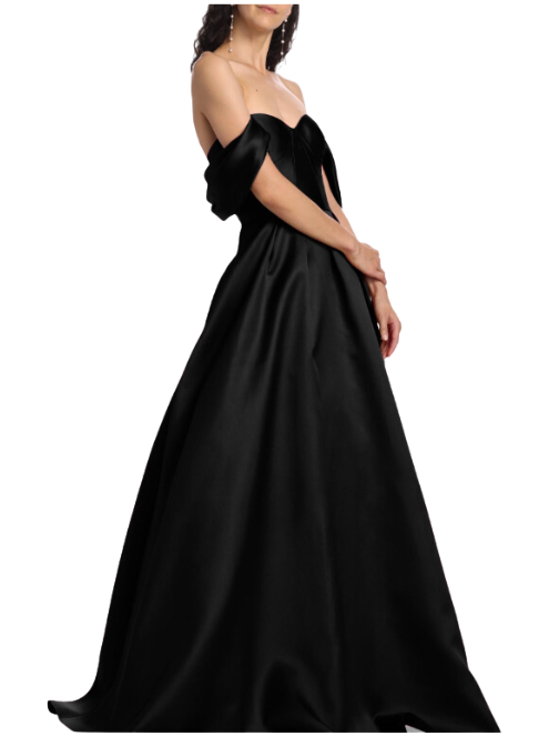 Bridesmaids Viktor Off-The-Shoulder Gown Black