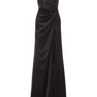 Julia Satin Corset Strapless Gown Black