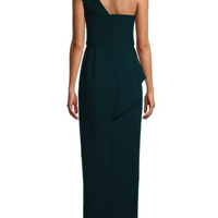 Bonded Crepe Column Gown Green
