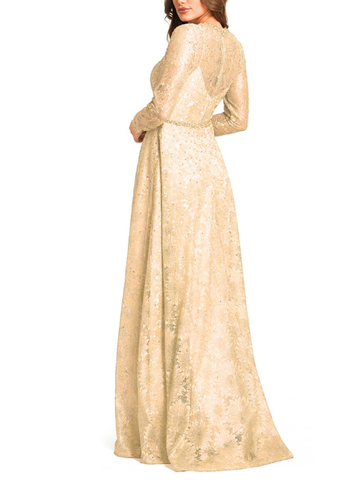 Floral Lace Gown Gold