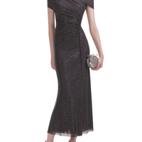 Slate Rhinestone Mesh Cut Out Midi Dress Grey