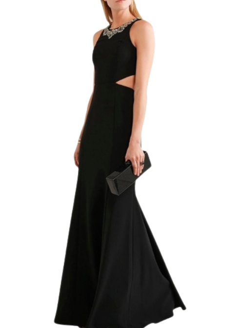 Rhinestone Cutout Dress Black