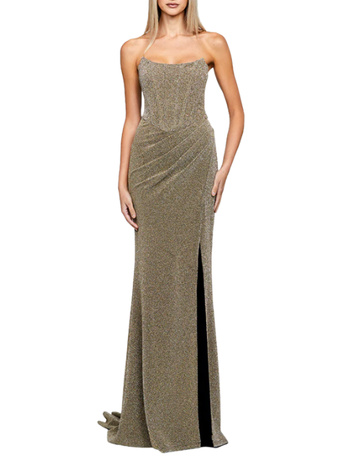 Marsiya Pointed Corset Gown Gold