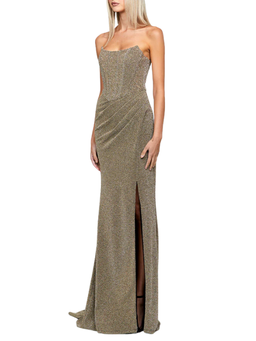 Marsiya Pointed Corset Gown Gold