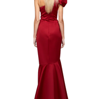 Juddy One Shoulder Ruched Gown Red