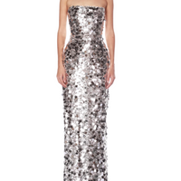 Farah Silver Strapless Gown Silver