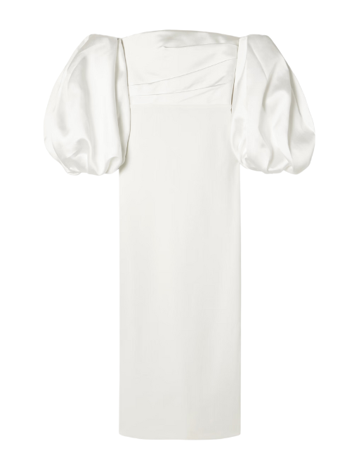 Carmen Off The-Shoulder Satin-Twill and Crepe Gown White