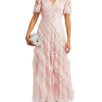 Spiral Sequin-Embellished Tulle Gown