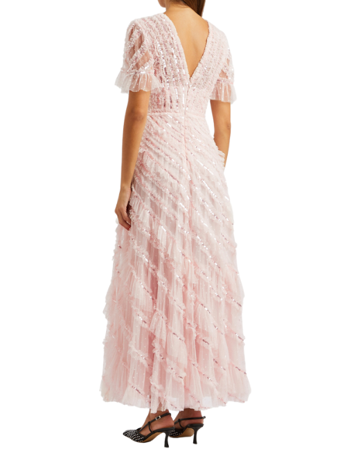 Spiral Sequin-Embellished Tulle Gown