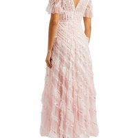 Spiral Sequin-Embellished Tulle Gown