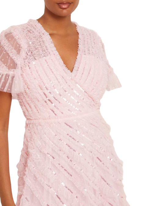 Spiral Sequin-Embellished Tulle Gown