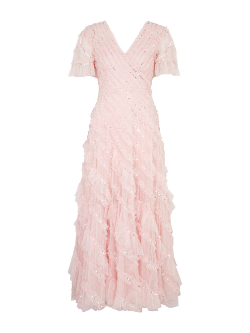 Spiral Sequin-Embellished Tulle Gown