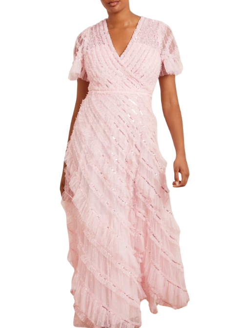 Spiral Sequin-Embellished Tulle Gown