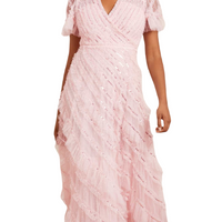 Spiral Sequin-Embellished Tulle Gown