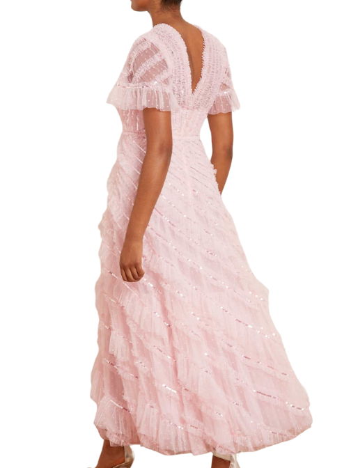 Spiral Sequin-Embellished Tulle Gown