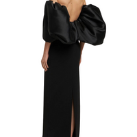 Floris Twill & Crepe Knit Maxi Dress Black