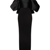 Floris Twill & Crepe Knit Maxi Dress Black