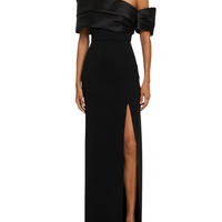 Alexis Twill & Crepe Maxi Dress Black