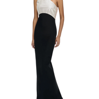Strapless Silk Wool Diamante Maxi Dress Black