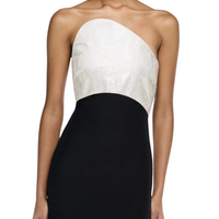 Strapless Silk Wool Diamante Maxi Dress Black