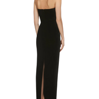 Strapless Velvet Peplum Gown Black