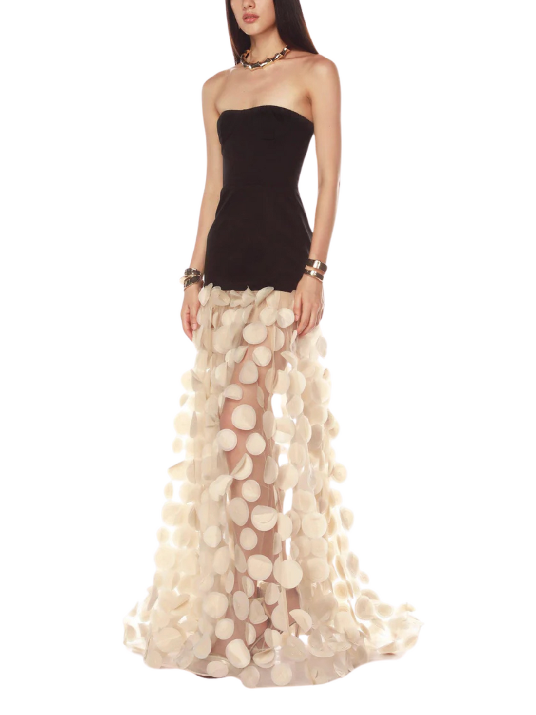 Harper Strapless Black and Beige Gown Black