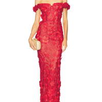 Jasmine Red Off The Shoulder Maxi Dress Red